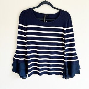 NWT Allie & Rob Long Sleeve Blue and White Striped Sweater Medium